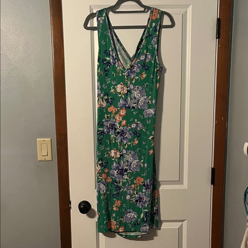 BCBG Green Floral Midi Dress
